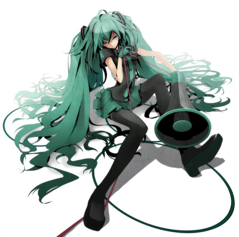 Green-haired Anime Girl — Green, Calm, Megaphone