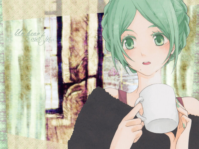 Green-haired Anime Girl — Green, Calm, Morning