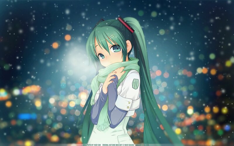 Green-haired Anime Girl — Green, Calm, Night