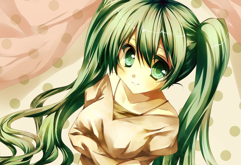 Green-haired Anime Girl — Green, Calm, Ponytail