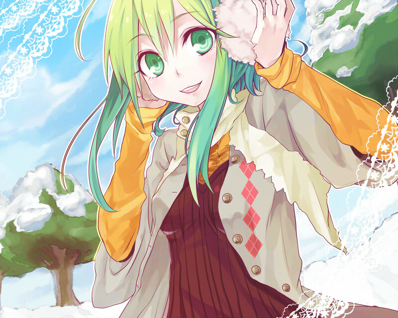 Green-haired Anime Girl — Green, Calm, Winter