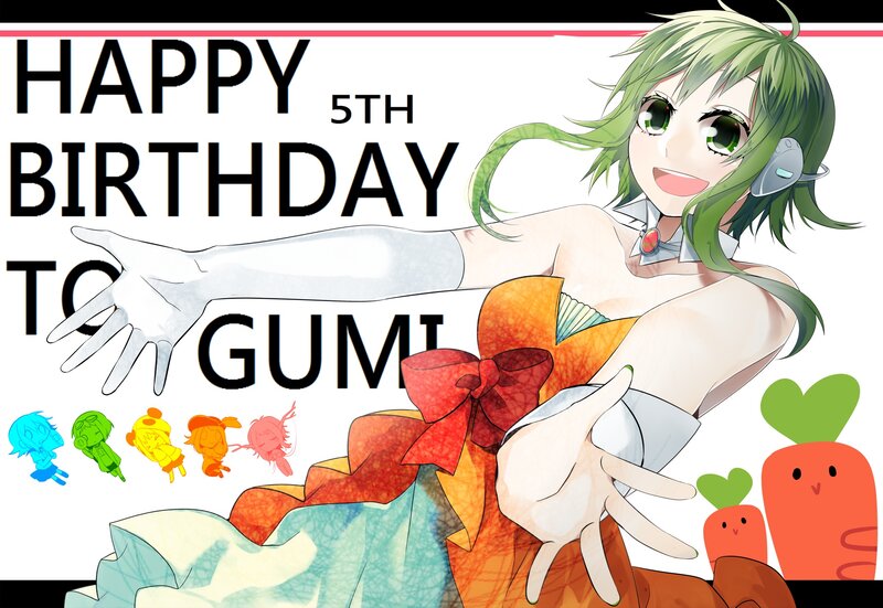 Green-haired Anime Girl — Green, Celebratory, Carrots
