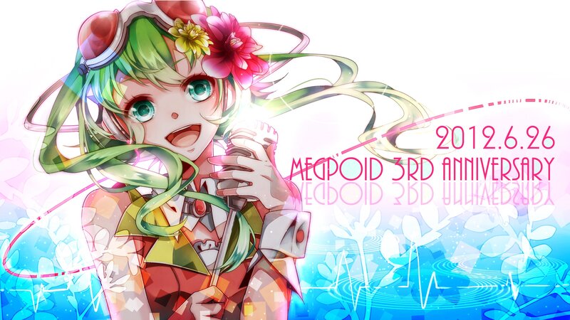 Green-haired Anime Girl — Green, Celebratory, Microphone