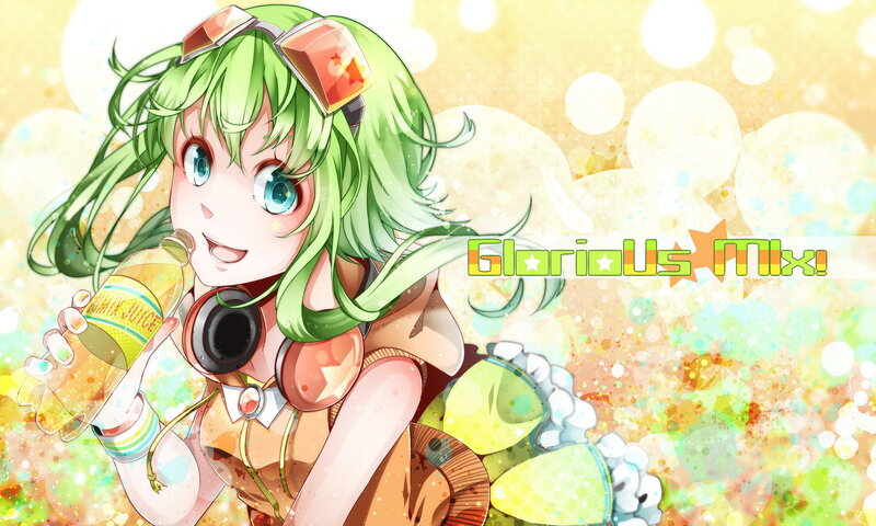 Green-haired Anime Girl — Green, Cheerful, Bottle