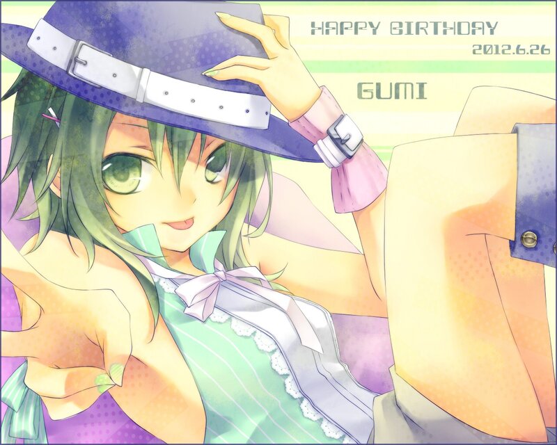 Green-haired Anime Girl — Green, Cheerful, Hat