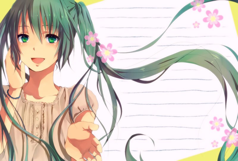 Green-haired Anime Girl — Green, Cheerful, Spring