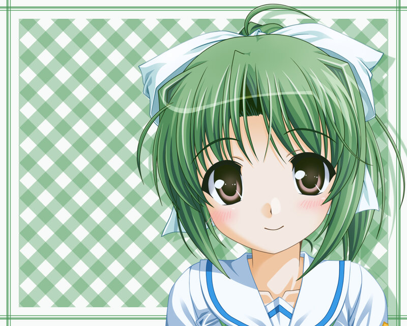 Green-haired Anime Girl — Green, Cheerful