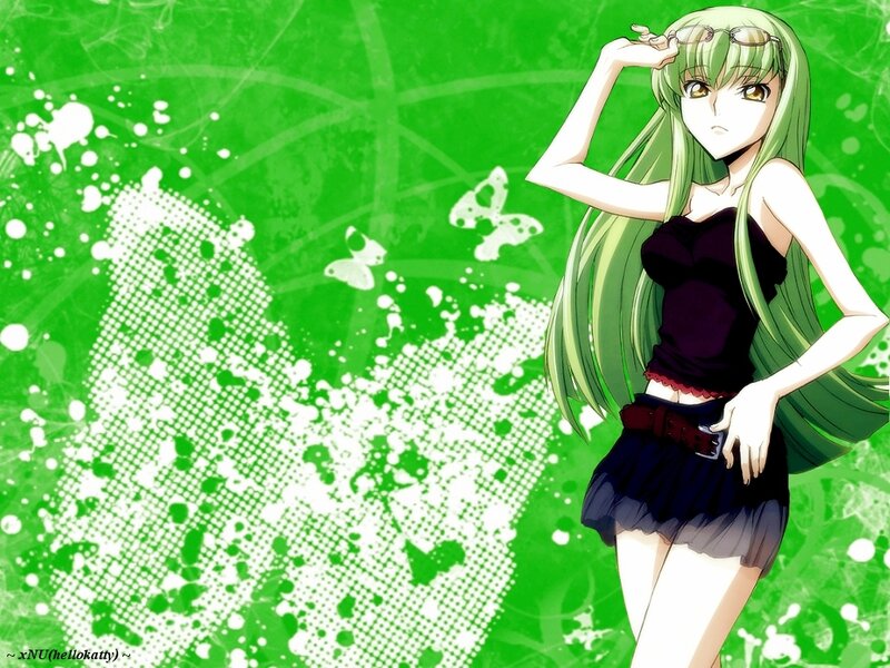 Green-haired Anime Girl — Green, Confident