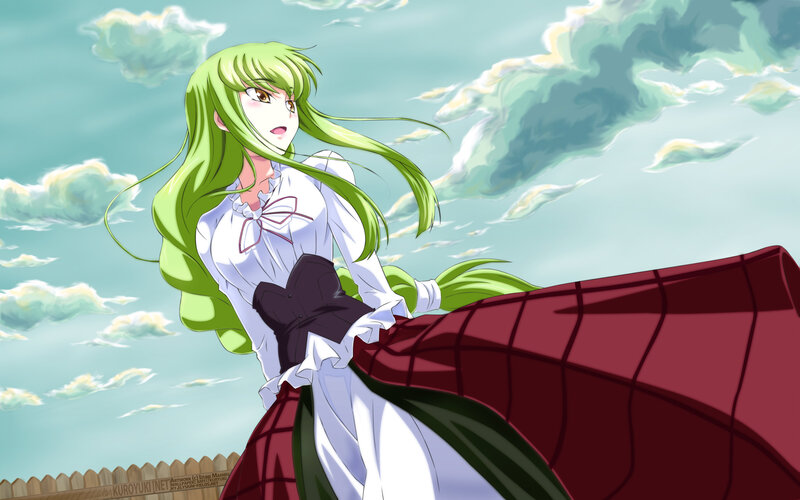 Green-haired Anime Girl — Green, Dramatic, Afternoon, Clouds