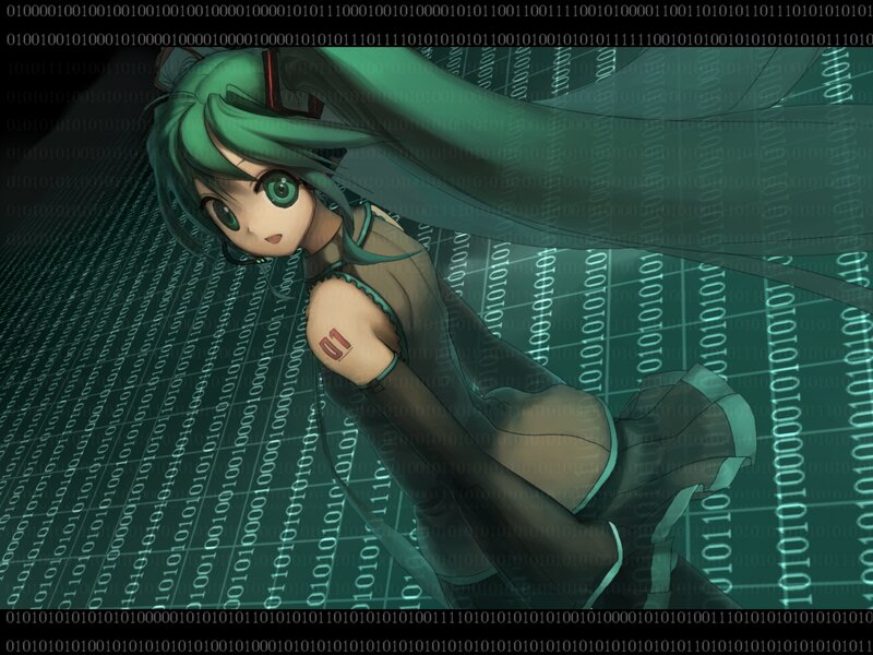 Green-haired Anime Girl — Green, Dramatic, Binary Code