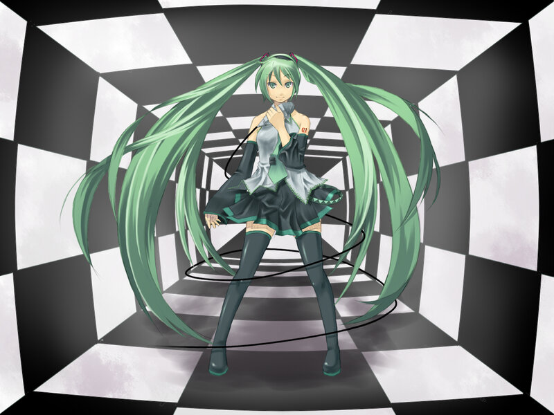 Green-haired Anime Girl — Green, Dramatic, Digital Art, Microphone