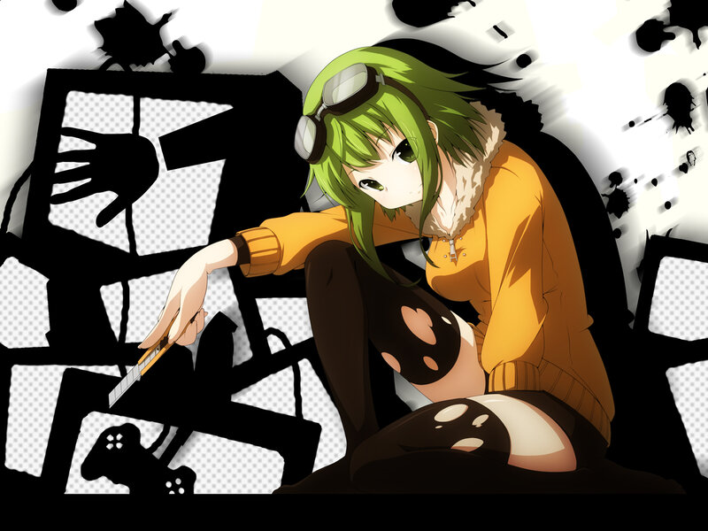 Green-haired Anime Girl — Green, Dramatic, Goggles, Sweater