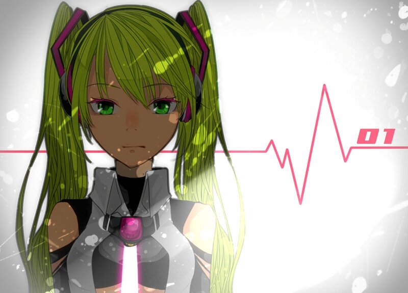 Green-haired Anime Girl — Green, Dramatic, Headphones