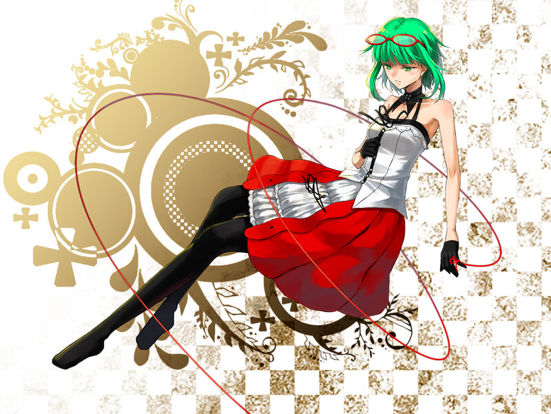 Green-haired Anime Girl — Green, Dramatic, Red Dress