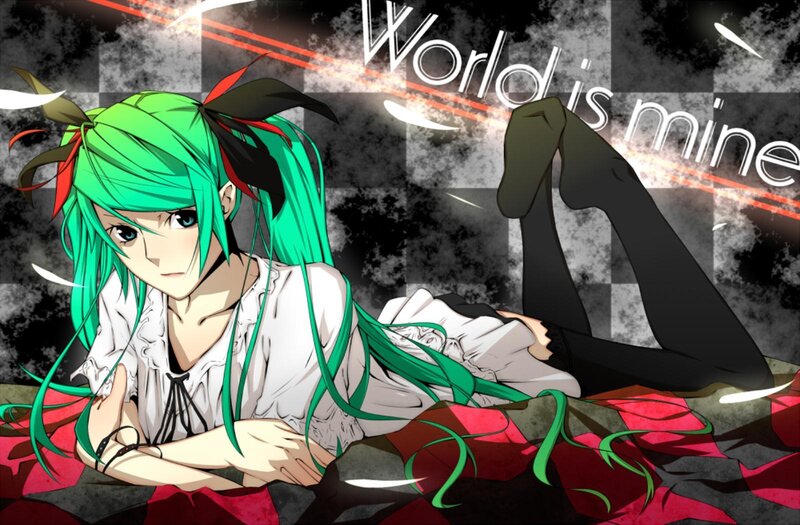 Green-haired Anime Girl — Green, Dramatic, Text