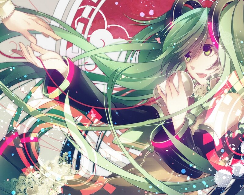 Green-haired Anime Girl — Green, Dreamy, Hands