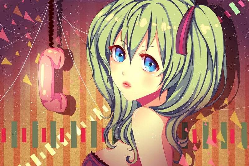 Green-haired Anime Girl — Green, Dreamy, Telephone