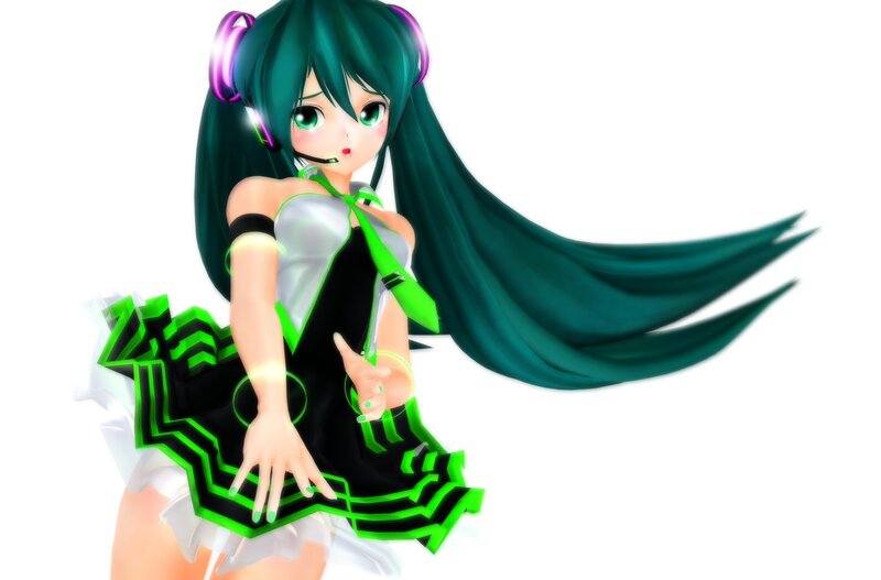 Green-haired Anime Girl — Green, Dynamic, 3d Render