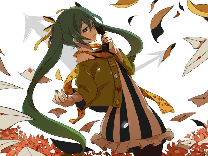 Green-haired Anime Girl — Green, Dynamic, Autumn