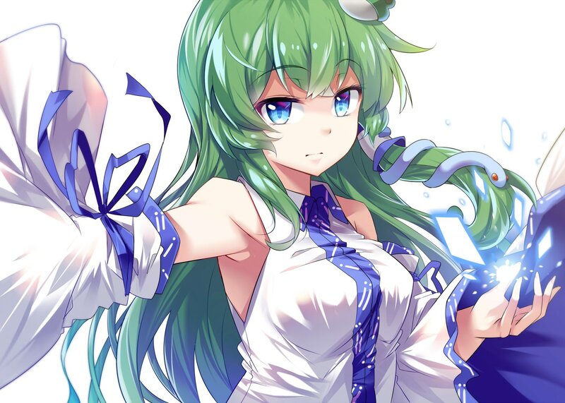 Green-haired Anime Girl — Green, Dynamic, Blue Eyes