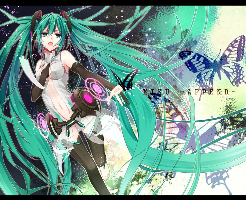 Green-haired Anime Girl — Green, Dynamic, Butterfly