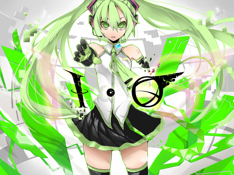 Green-haired Anime Girl — Green, Dynamic, Digital Art, Headset