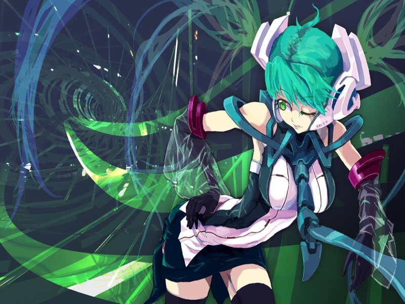 Green-haired Anime Girl — Green, Dynamic, Digital Art