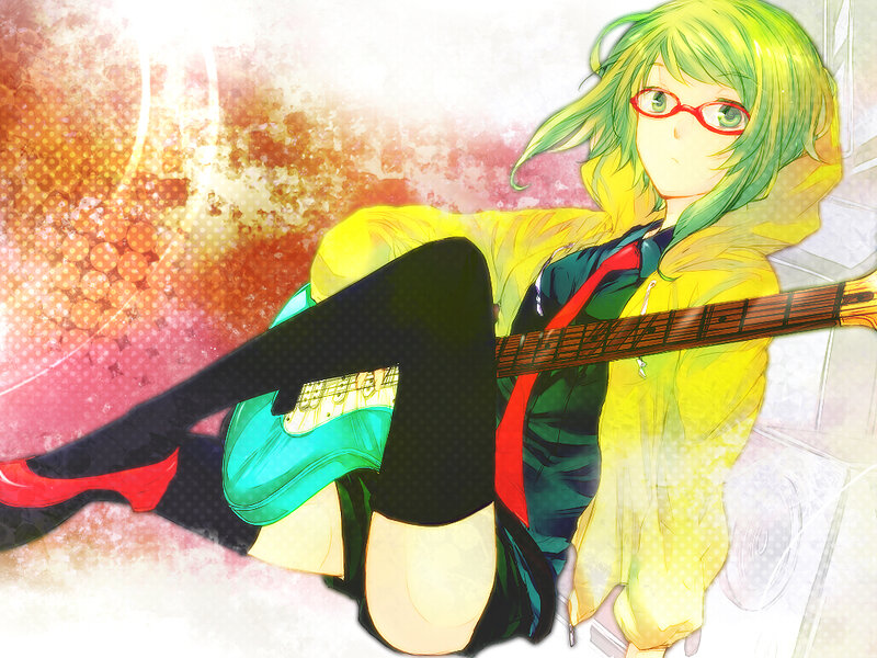 Green-haired Anime Girl — Green, Dynamic, Guitar