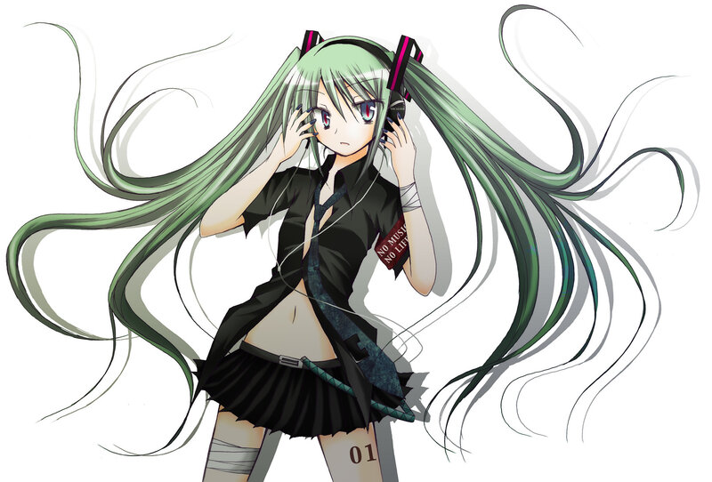 Green-haired Anime Girl — Green, Dynamic, Headphones