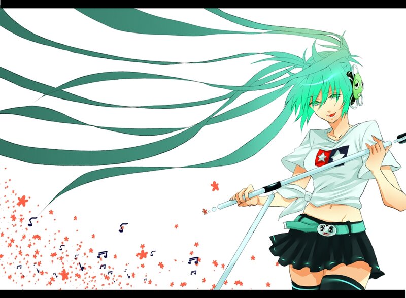 Green-haired Anime Girl — Green, Dynamic, Microphone