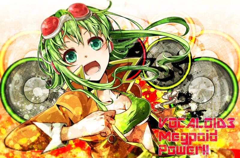 Green-haired Anime Girl — Green, Energetic, Goggles, Speakers