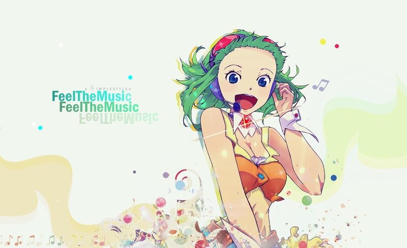 Green-haired Anime Girl — Green, Energetic, Headphones, Microphone