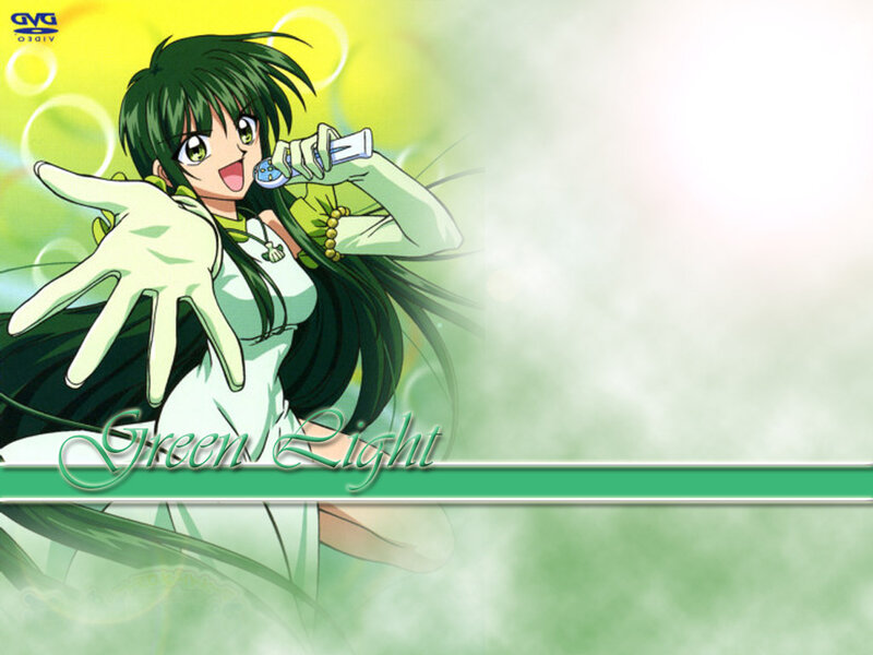 Green-haired Anime Girl — Green, Energetic, Microphone, Bubble