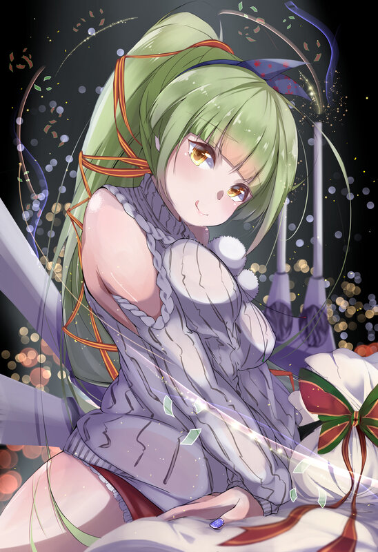 Green-haired Anime Girl — Green, Festive, Night