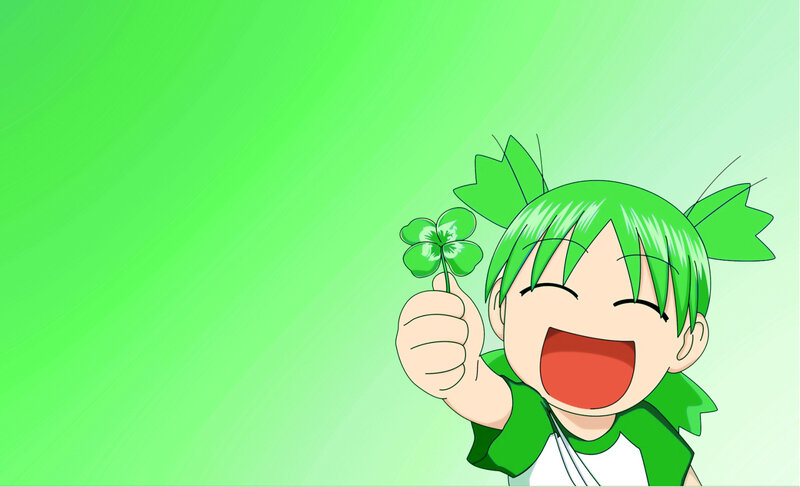 Green-haired Anime Girl — Green, Happy, Four-leaf Clover, Smile