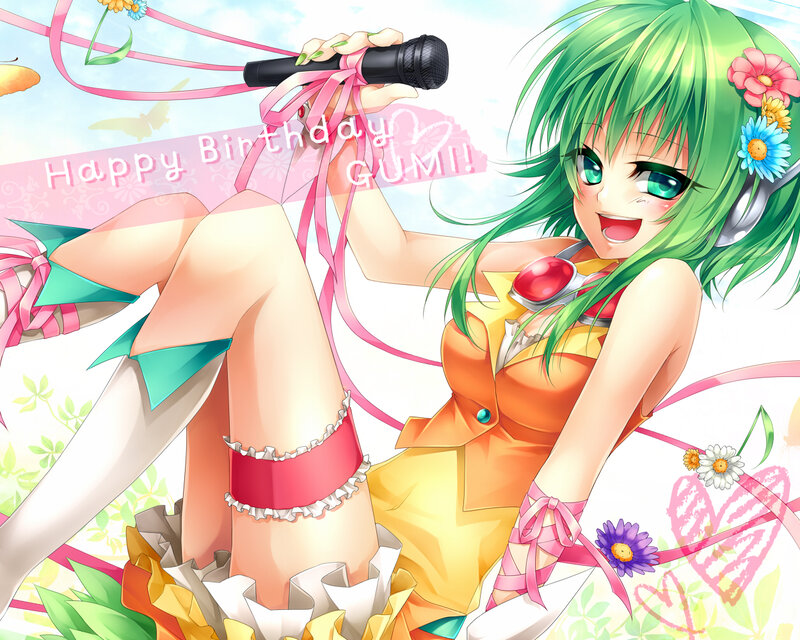 Green-haired Anime Girl — Green, Happy, Spring