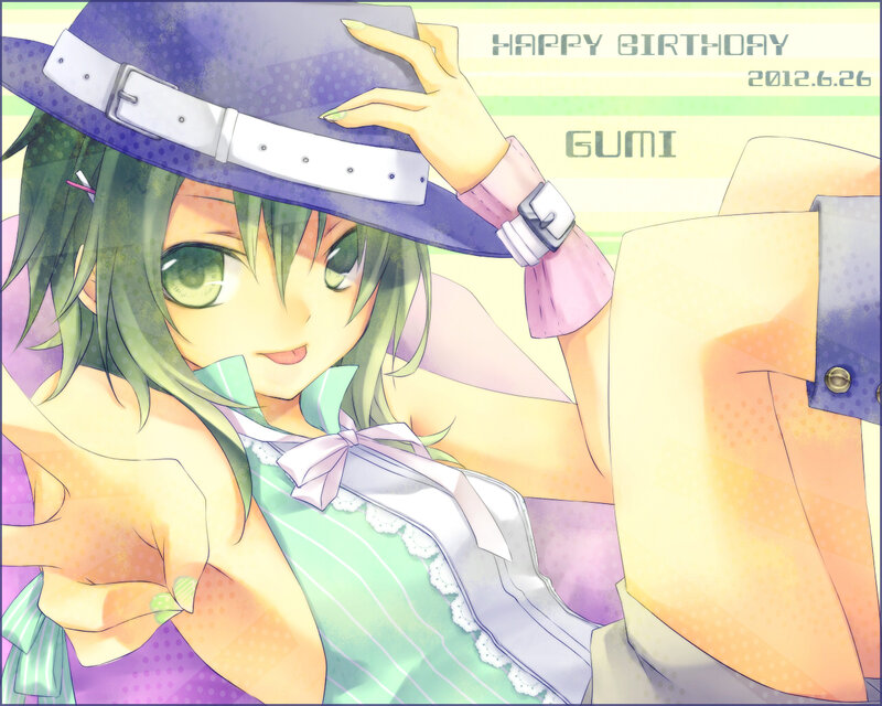 Green-haired Anime Girl — Green, Happy