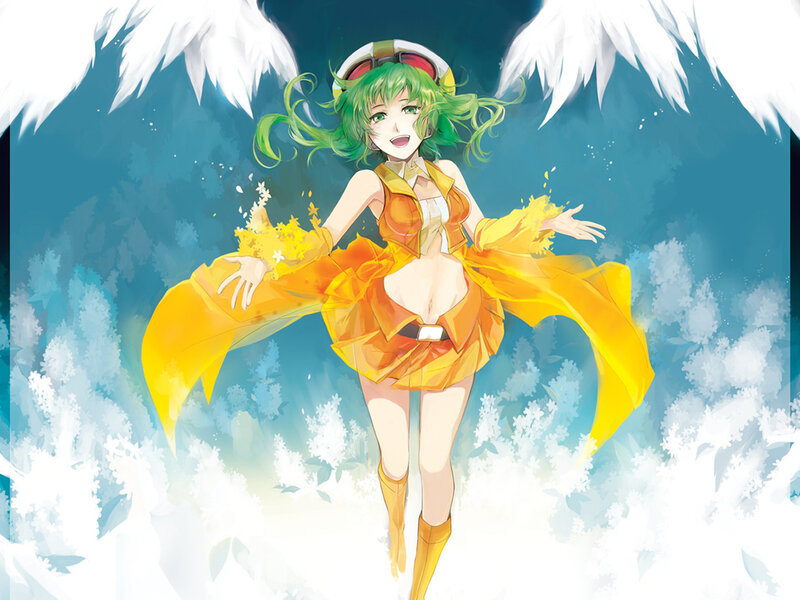 Green-haired Anime Girl — Green, Joyful, Wings