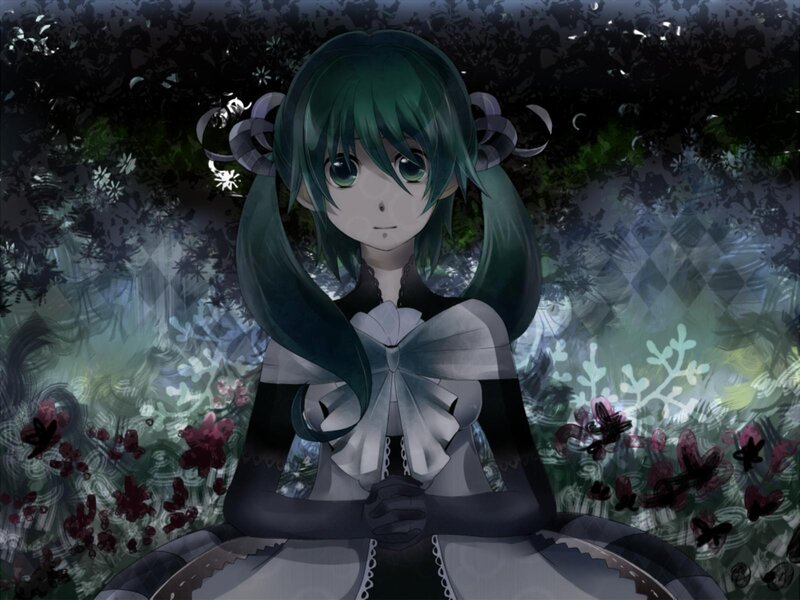 Green-haired Anime Girl — Green, Mysterious