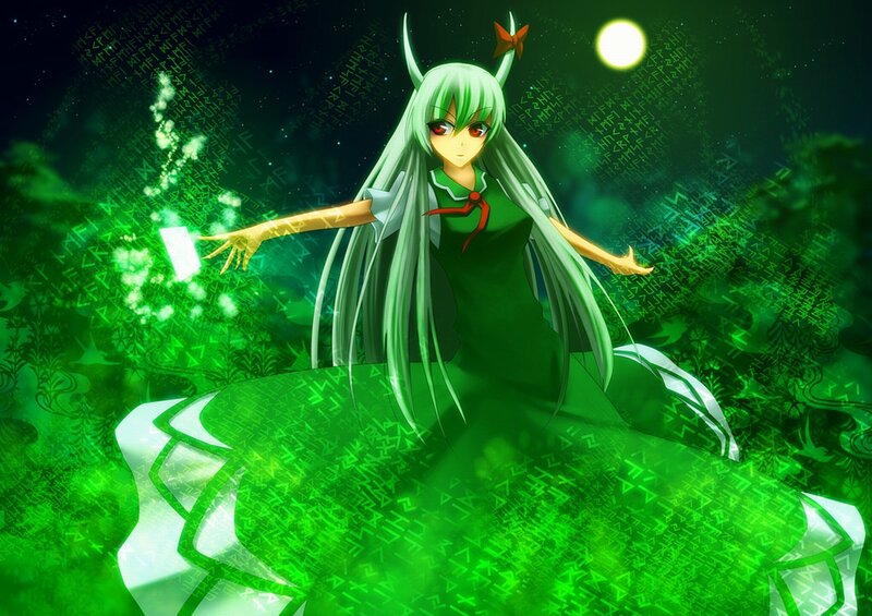 Green-haired Anime Girl — Green, Mystical