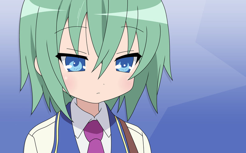 Green-haired Anime Girl — Green, Neutral, School Uniform, Blue Eyes