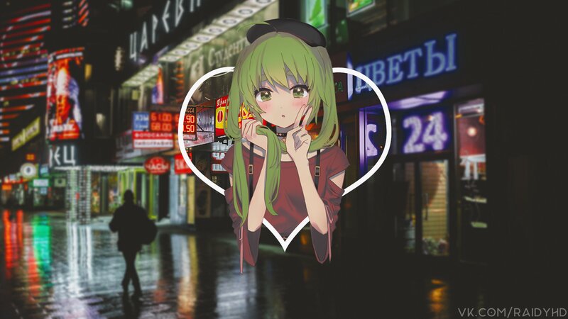 Green-haired Anime Girl — Green, Nocturnal
