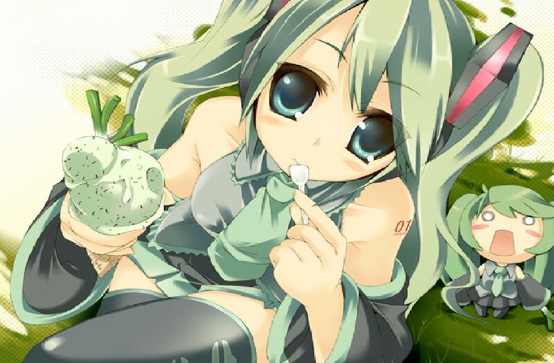 Green-haired Anime Girl — Green, Playful, Afternoon, Digital Art