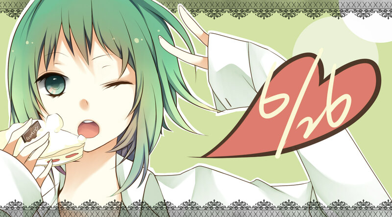 Green-haired Anime Girl — Green, Playful, Cake