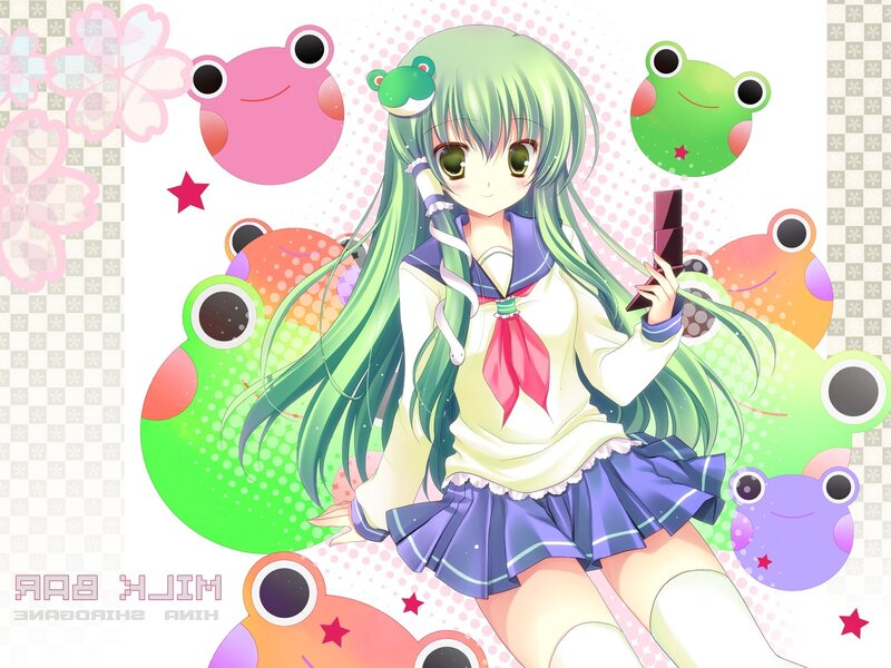 Green-haired Anime Girl — Green, Playful, Frog, School Uniform