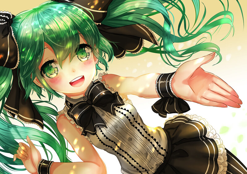 Green-haired Anime Girl — Green, Playful, Green Hair