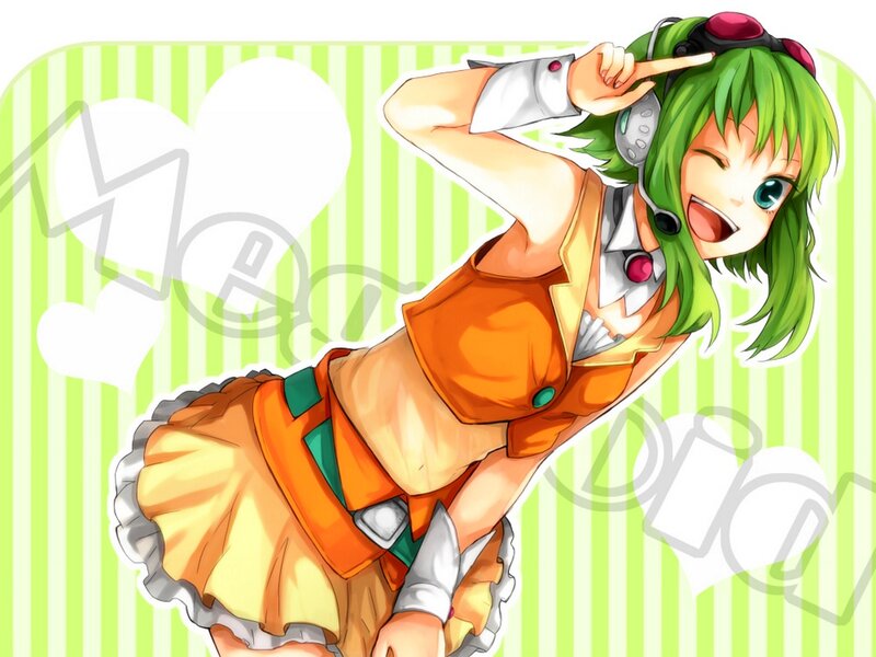 Green-haired Anime Girl — Green, Playful, Headset, Microphone
