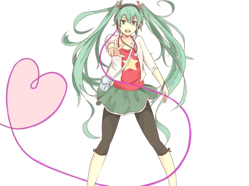 Green-haired Anime Girl — Green, Playful, Heart