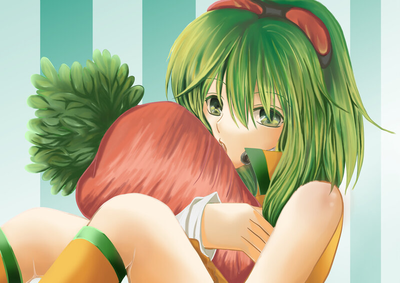 Green-haired Anime Girl — Green, Playful, Pom-poms