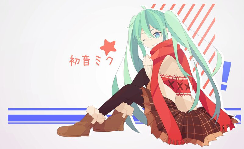 Green-haired Anime Girl — Green, Playful, Scarf